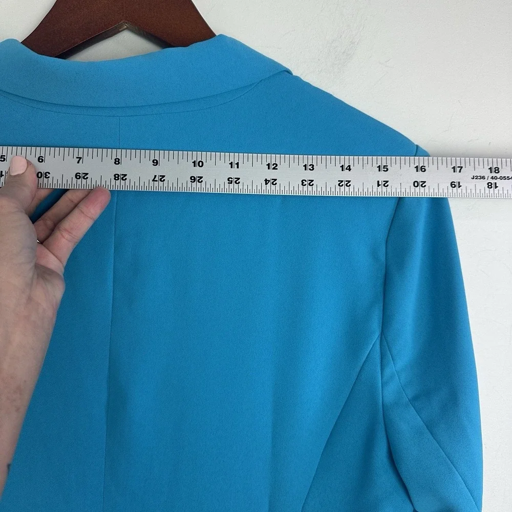 Skies Are Blue Womens Lightweight Blazer Notch Lapel Pockets Blue Medium Office - Picture 10 of 11